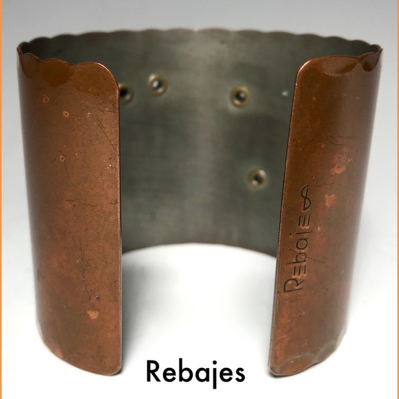Mid Century Rebajes Ethnic Mask Copper Bracelet - Picture 7 of 8